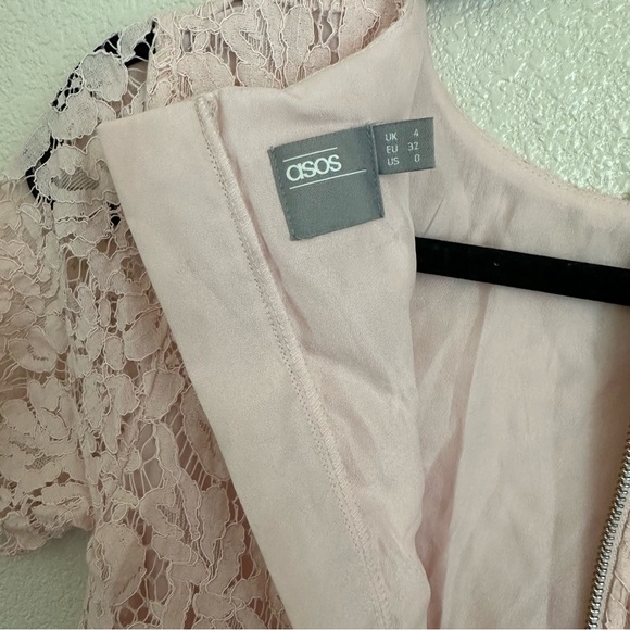ASOS‎ Lace Crop Top Midi Pencil Dress Sz 0 Pink - Picture 9 of 15